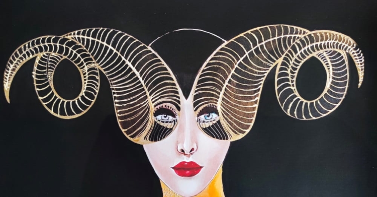 Baran, plakat zdobiony przez Maggie Piu, 50x70 cm, detal rogi.jpg