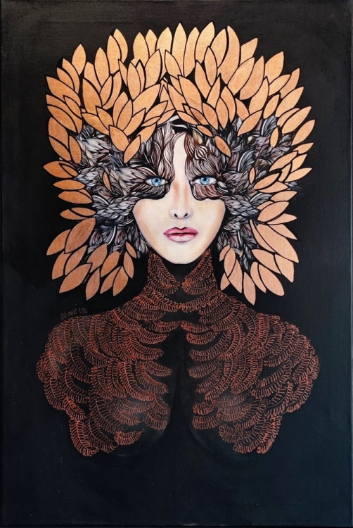 Lady Gorudo Copper, 60x90 cm, technika mieszana, Maggie Piu.jpg