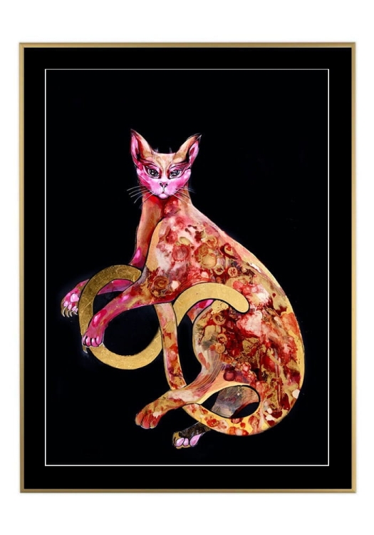 Kizia w czarnym, 50x70 cm, czarne passe-partout 5 cm, rama złota 60x80 cm.jpg
