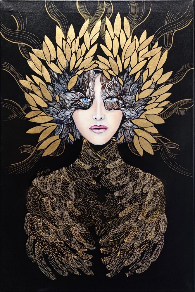 Obraz - Lady Gorudo Gold II-Q - 60x90 cm - giclee na płótnie - Maggie Piu
