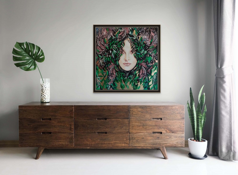 Ririva Gold 80x80 cm technika mieszana Maggie Piu