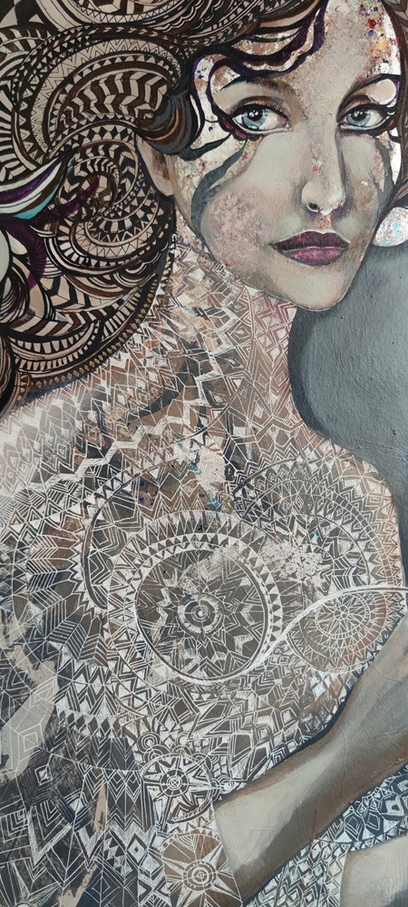 Wszystko albo nić, 120x80 cm, akryl na płótnie, Maggie Piu, detal